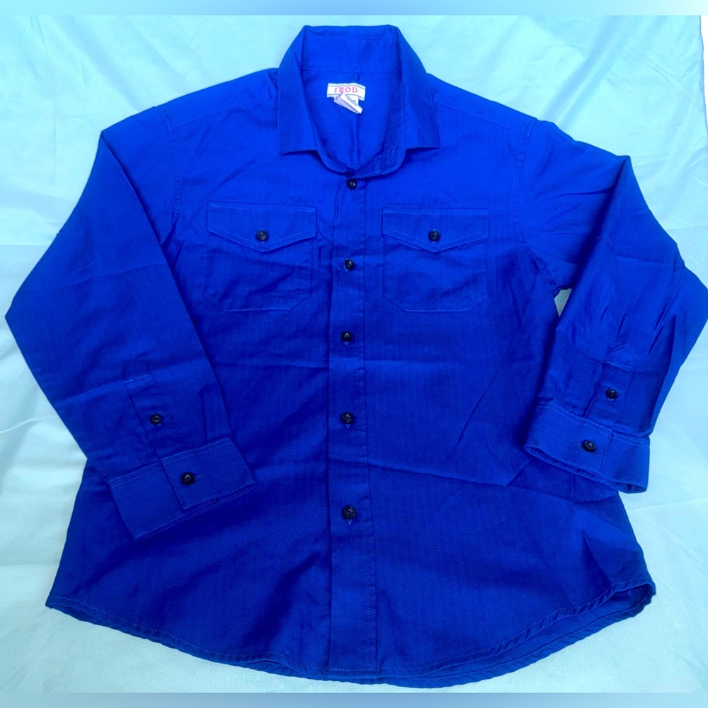 Boys Blue Long Sleeve Button-Up Shirt - Picture 1 of 5